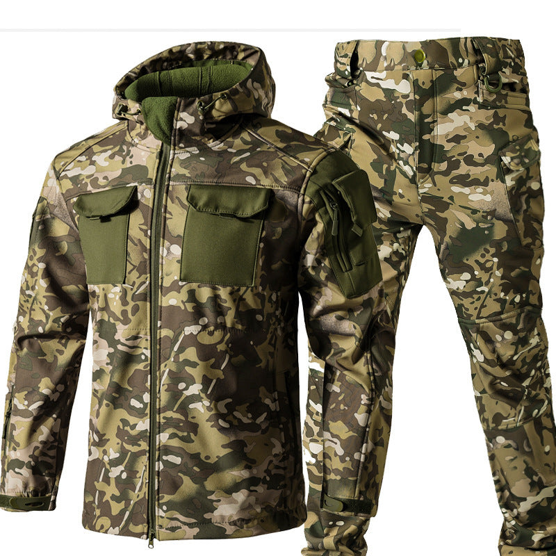 Autumn And Winter Fleece-lined Soft Shell Beetle Shell Jacket Suit - fizzle