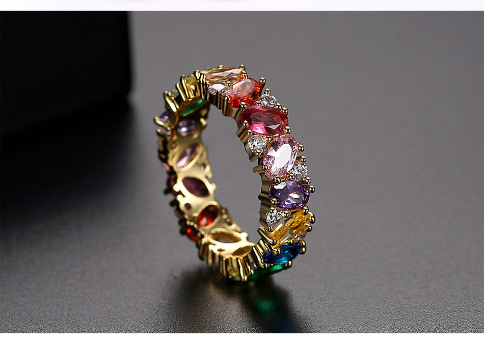 European And American Fashion Color Zircon Ladies Ring - fizzle