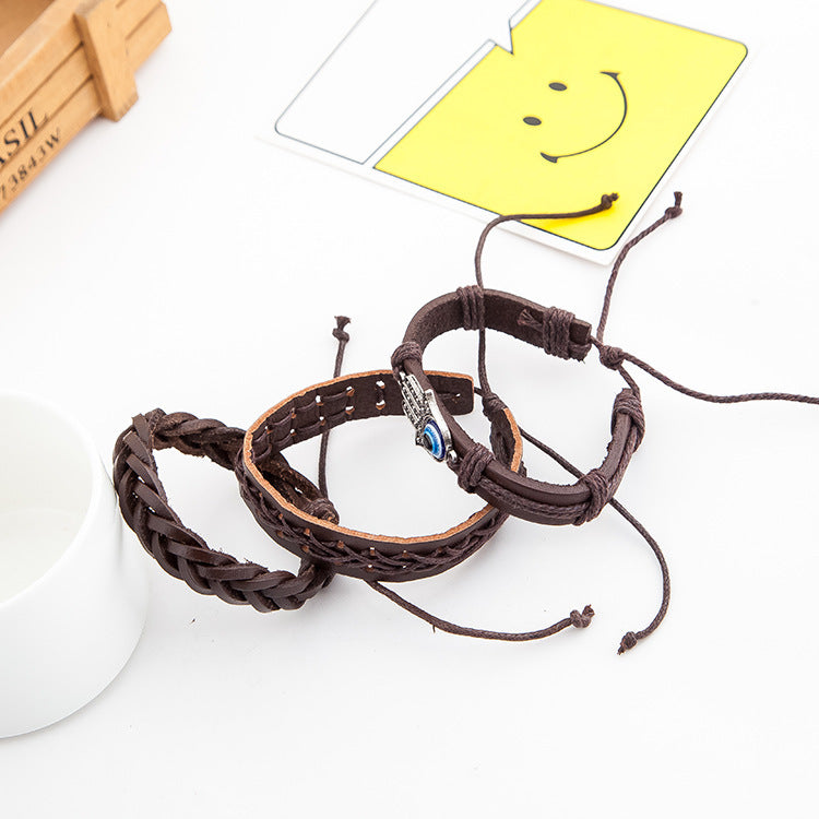 Palm eye leather men's bracelet - fizzle