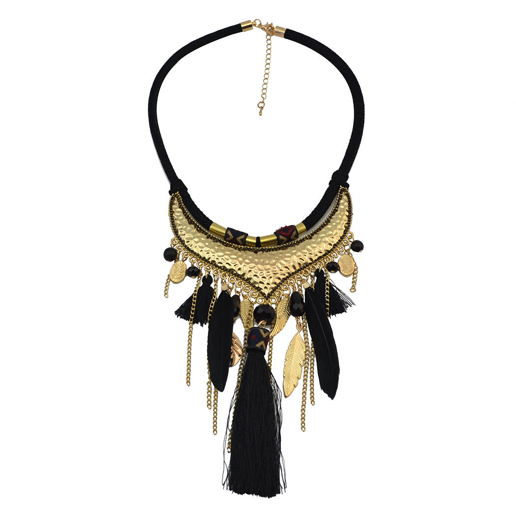Original jewelry feather leaf tassel necklace - fizzle