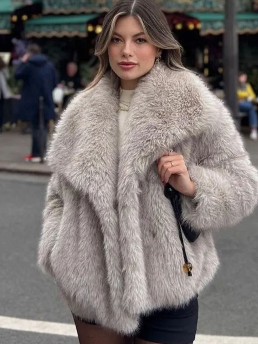 Winter Plush Coat Fizzle Fashion Thicken Lapel Outwear (Copy) - fizzle