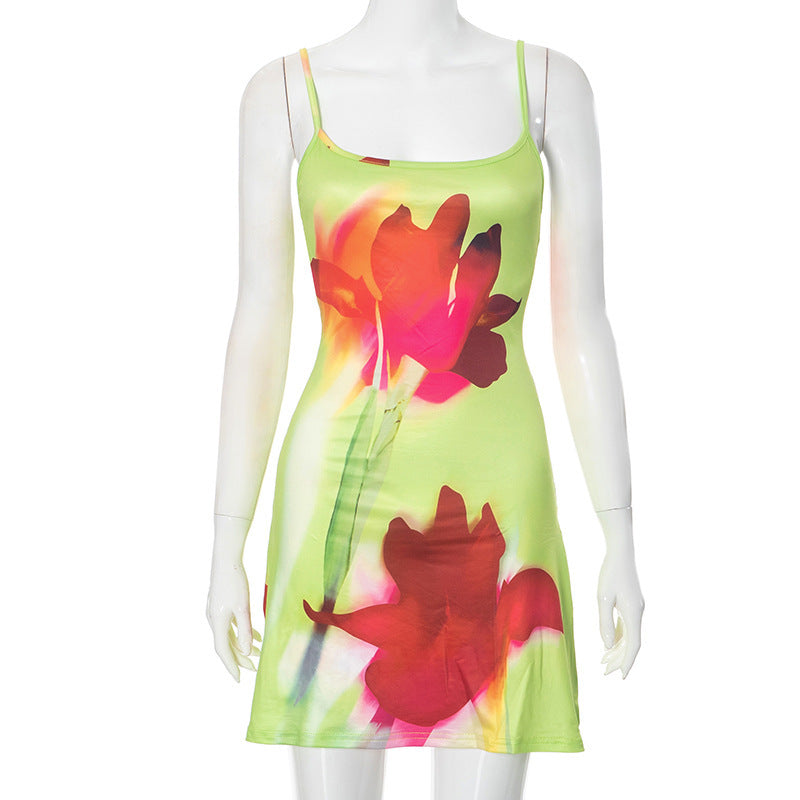 Summer Flowers Printed Dress Beach Clothing For Women - fizzle