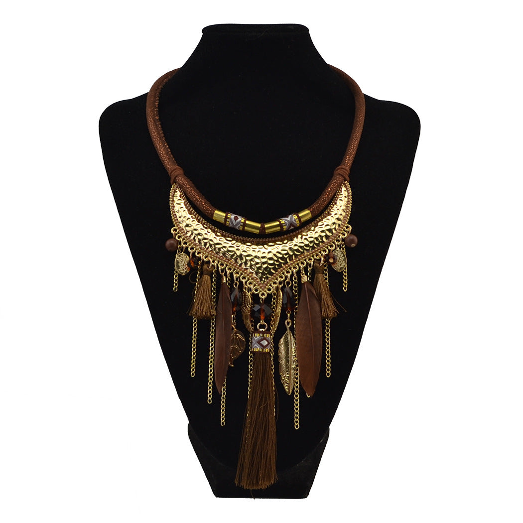 Original jewelry feather leaf tassel necklace - fizzle