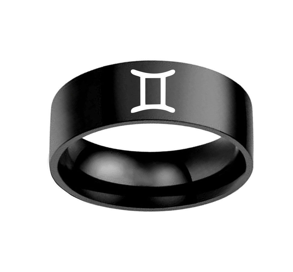 Twelve Constellation Rings Stainless Steel Male And Female Ring Rings - fizzle