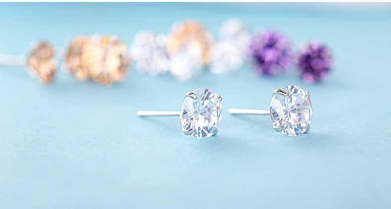 Sterling Silver Stud Earrings For Women Wedding Fine Jewelry Gift - fizzle