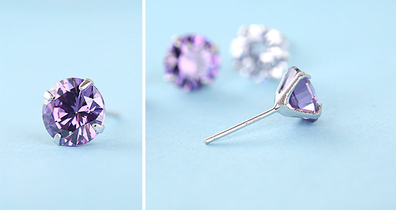 Sterling Silver Stud Earrings For Women Wedding Fine Jewelry Gift - fizzle
