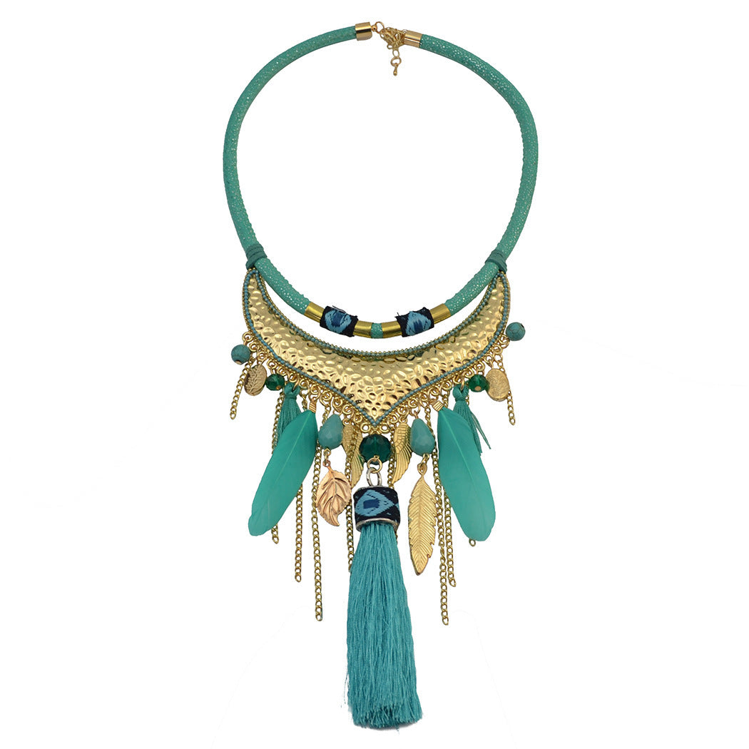Original jewelry feather leaf tassel necklace - fizzle