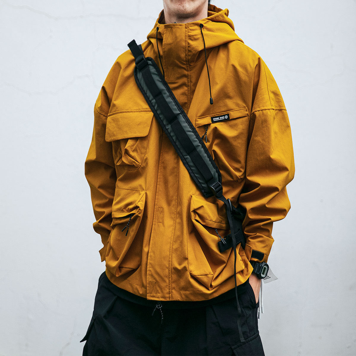 Hooded Jacket Men's Loose Three-dimensional Pocket Functional Windproof Jacket Casual Clothing - fizzle