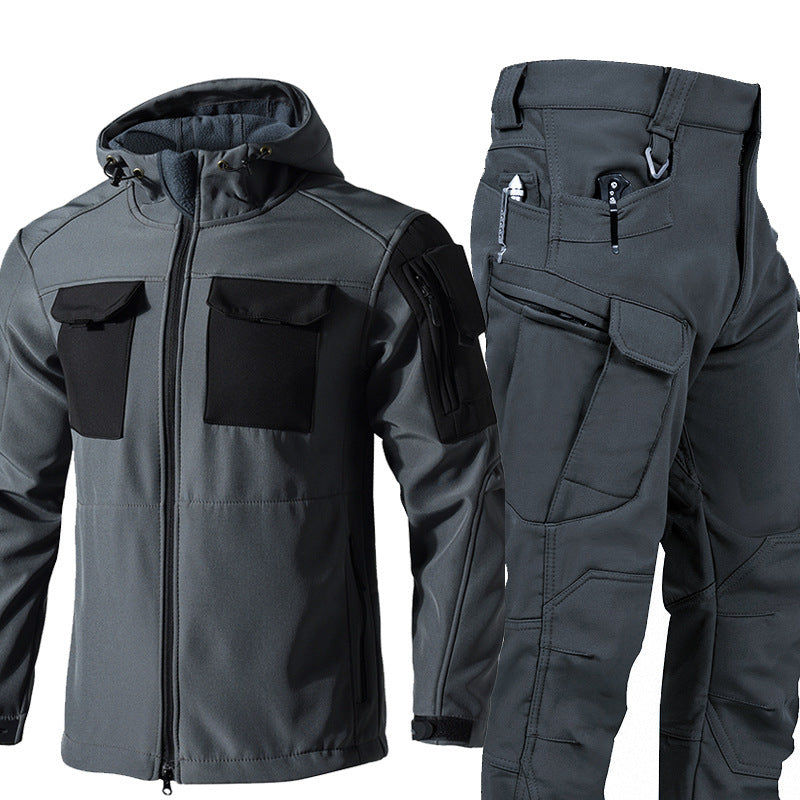 Autumn And Winter Fleece-lined Soft Shell Beetle Shell Jacket Suit - fizzle