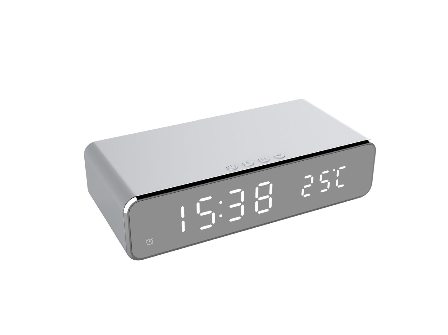 LED Electric Alarm Clock With Wireless Charger Desktop Digital Despertador Thermometer Clock HD Mirror Clock Watch Table Decor - fizzle