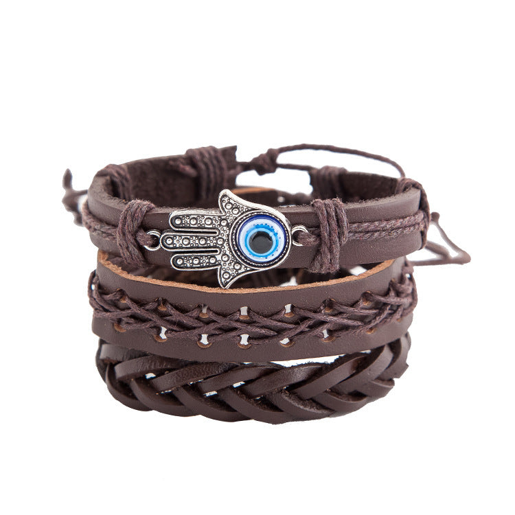 Palm eye leather men's bracelet - fizzle
