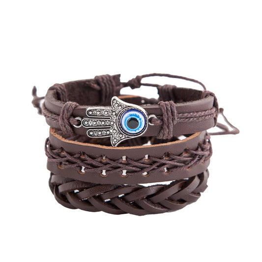 Palm eye leather men's bracelet - fizzle