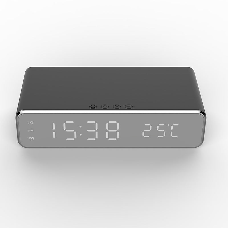 LED Electric Alarm Clock With Wireless Charger Desktop Digital Despertador Thermometer Clock HD Mirror Clock Watch Table Decor - fizzle
