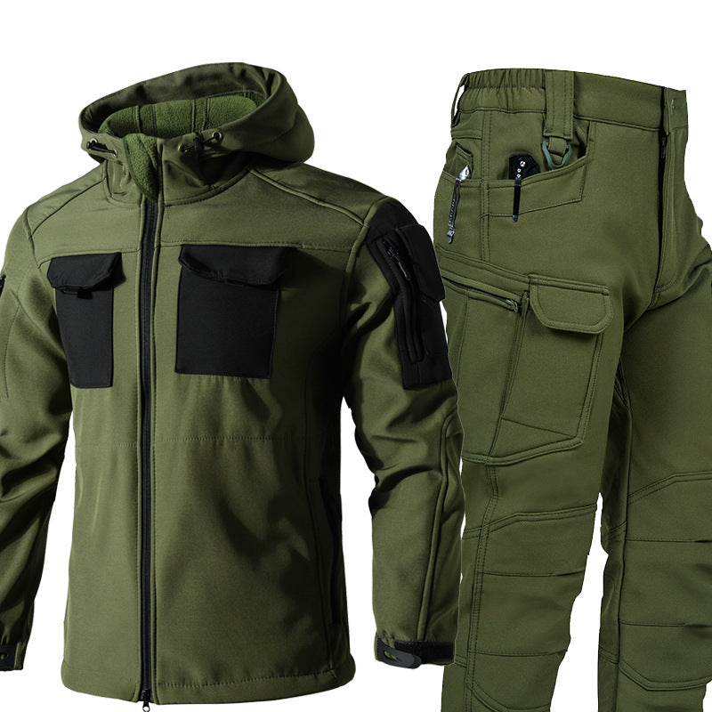 Autumn And Winter Fleece-lined Soft Shell Beetle Shell Jacket Suit - fizzle