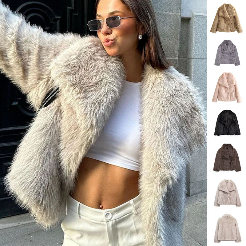 Winter Plush Coat Fizzle Fashion Thicken Lapel Outwear (Copy) - fizzle