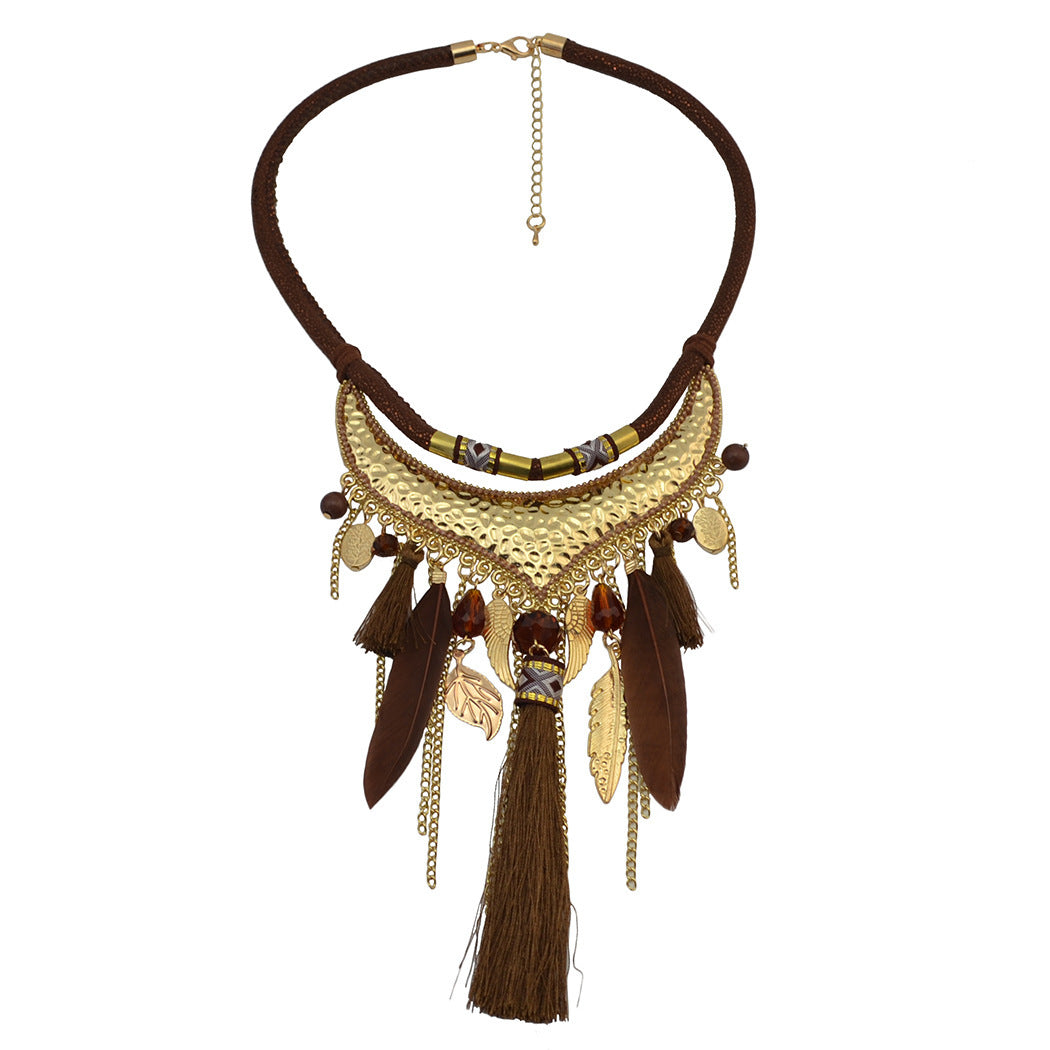 Original jewelry feather leaf tassel necklace - fizzle
