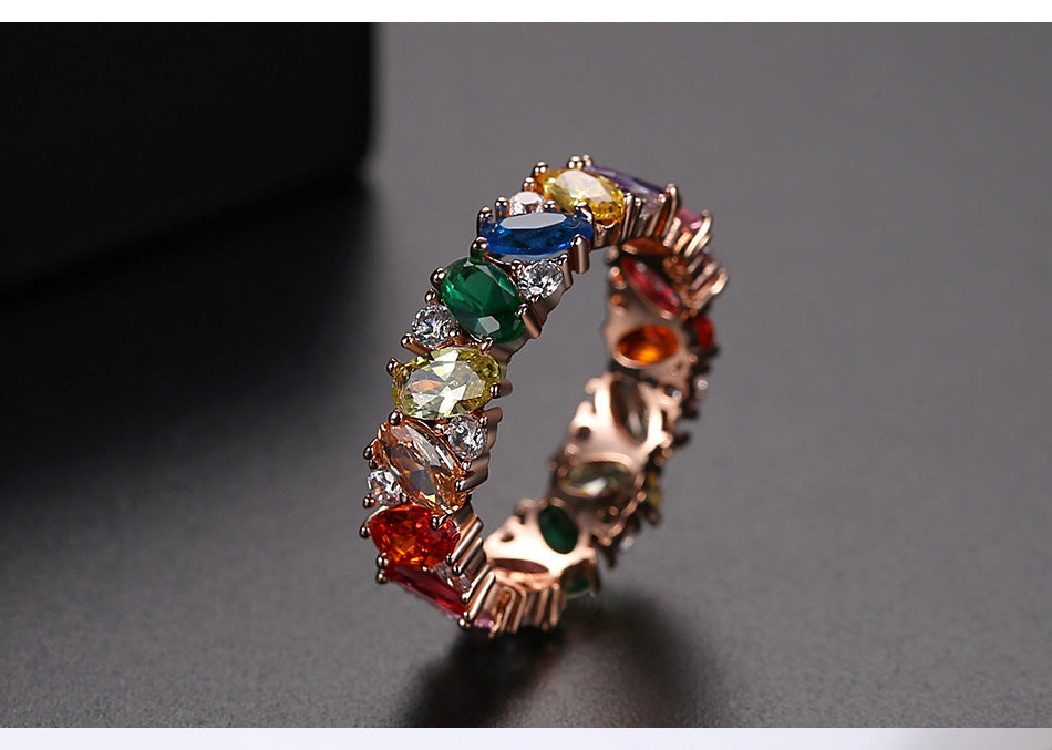 European And American Fashion Color Zircon Ladies Ring - fizzle