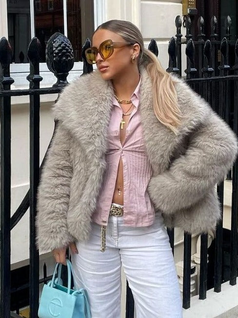 Winter Plush Coat Fizzle Fashion Thicken Lapel Outwear (Copy) - fizzle