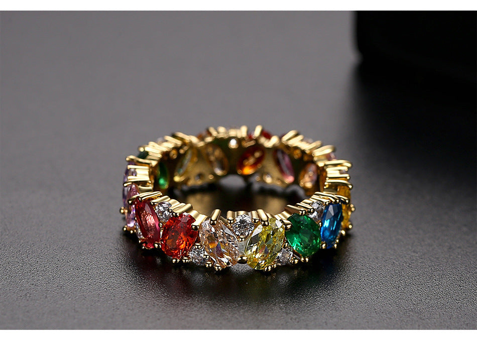 European And American Fashion Color Zircon Ladies Ring - fizzle