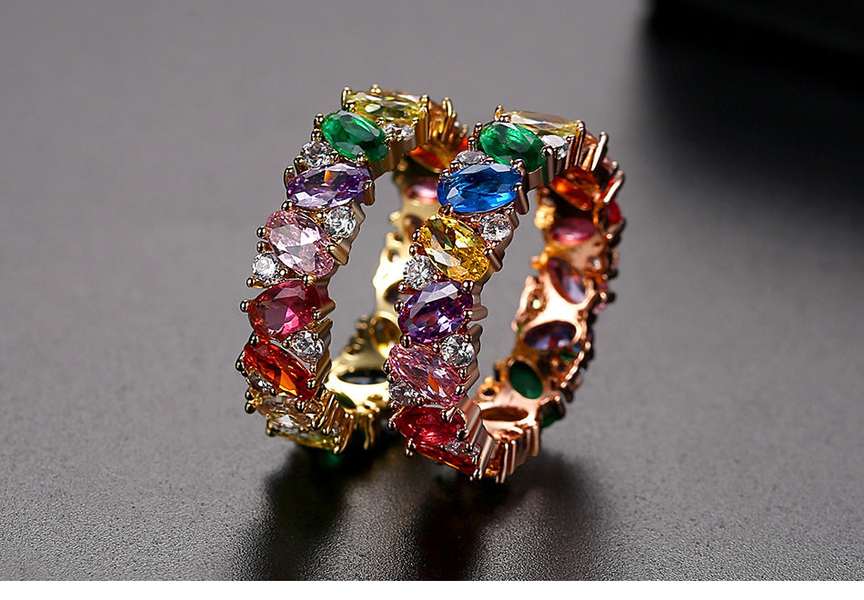 European And American Fashion Color Zircon Ladies Ring - fizzle
