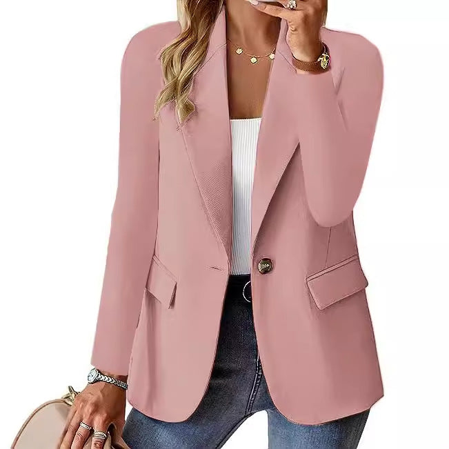 Fashion Casual Women Blazer Long-sleeved Solid Color Casual Cardigan Small Suit Jacket For Women - fizzle