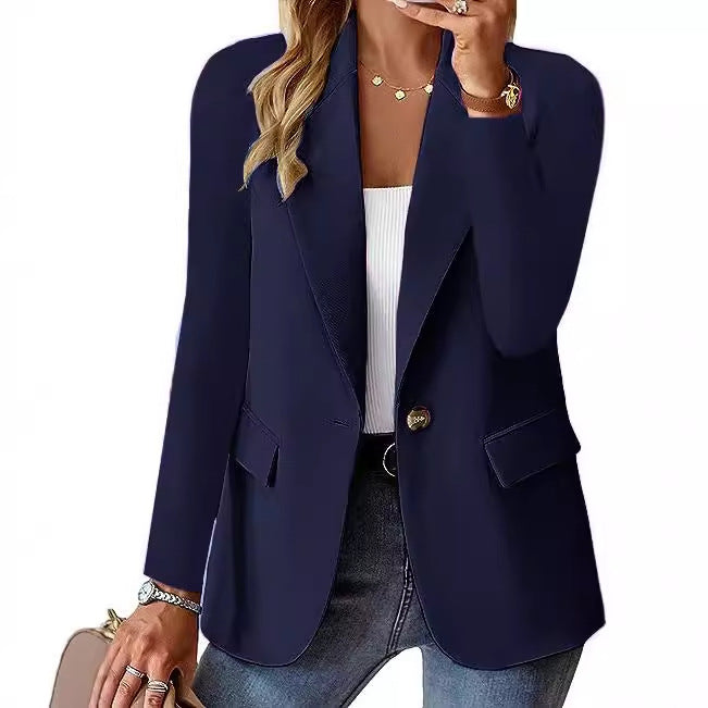 Fashion Casual Women Blazer Long-sleeved Solid Color Casual Cardigan Small Suit Jacket For Women - fizzle