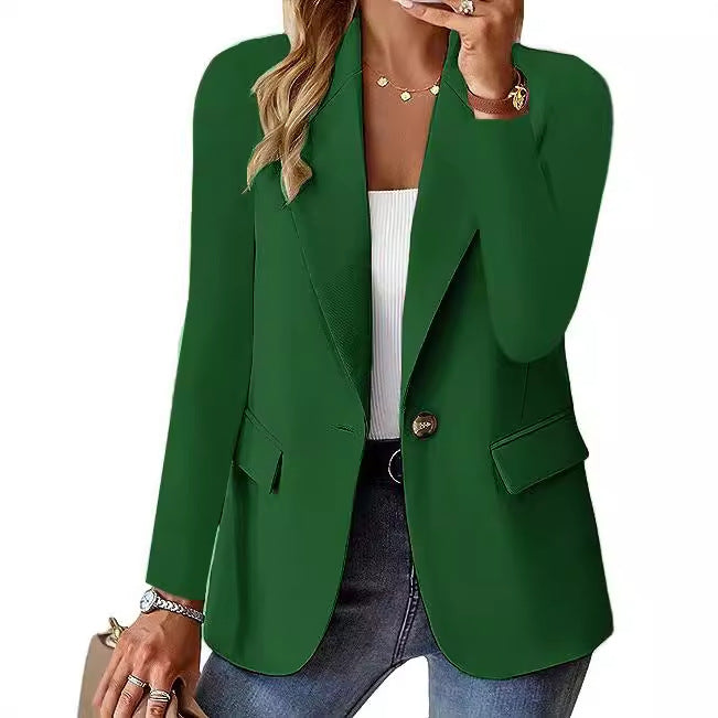 Fashion Casual Women Blazer Long-sleeved Solid Color Casual Cardigan Small Suit Jacket For Women - fizzle
