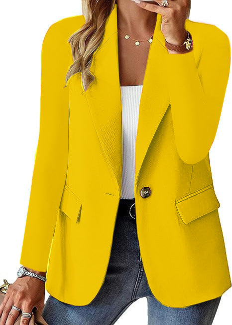Fashion Casual Women Blazer Long-sleeved Solid Color Casual Cardigan Small Suit Jacket For Women - fizzle