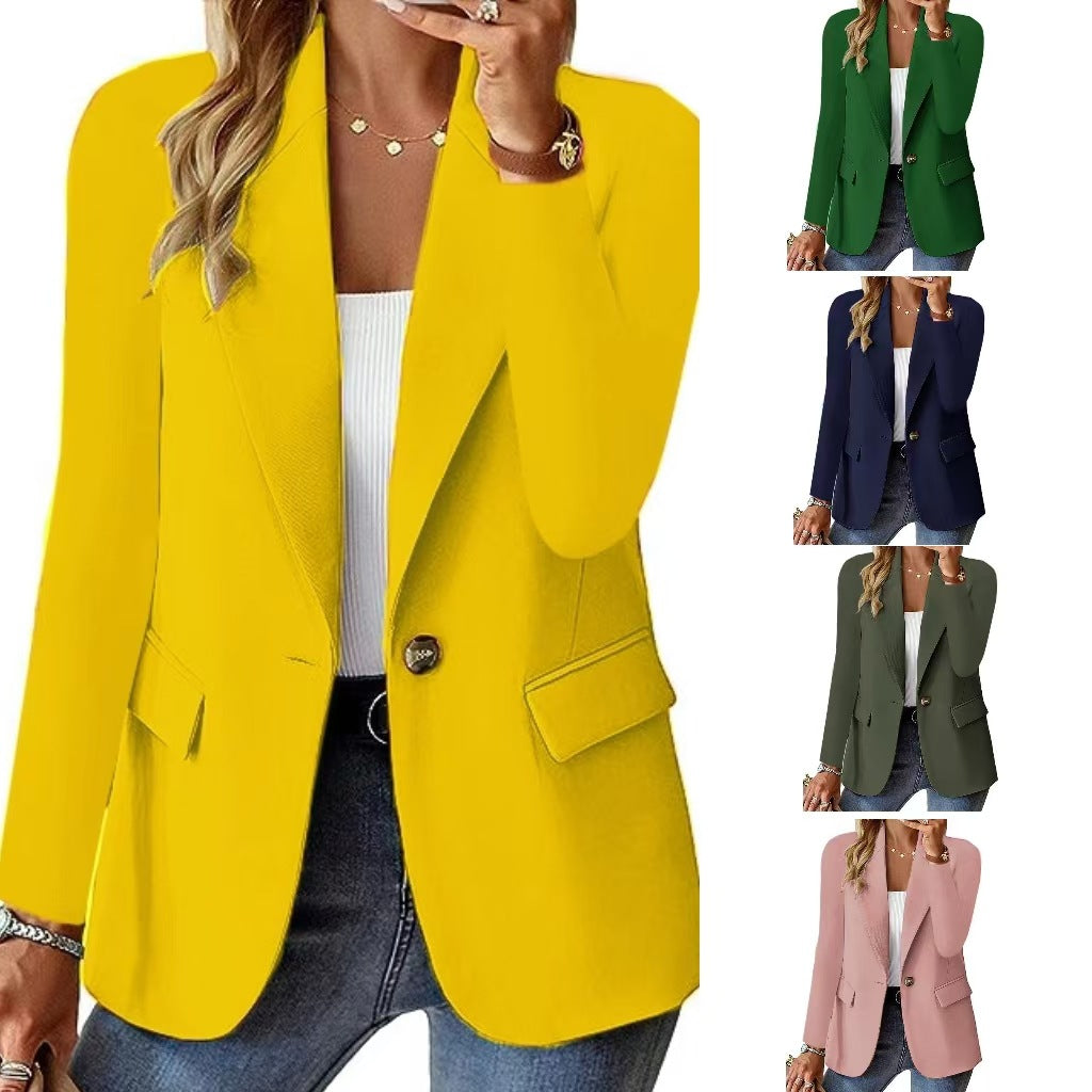 Fashion Casual Women Blazer Long-sleeved Solid Color Casual Cardigan Small Suit Jacket For Women - fizzle