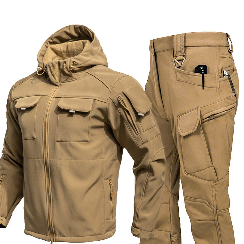 Autumn And Winter Fleece-lined Soft Shell Beetle Shell Jacket Suit - fizzle