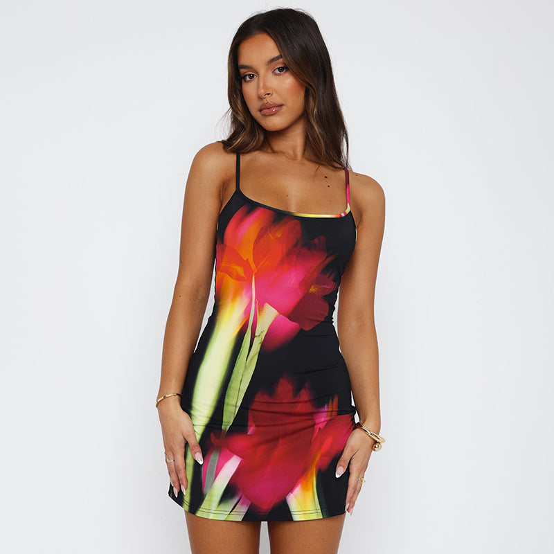 Summer Flowers Printed Dress Beach Clothing For Women - fizzle
