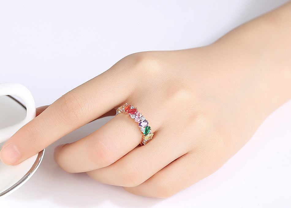 European And American Fashion Color Zircon Ladies Ring - fizzle