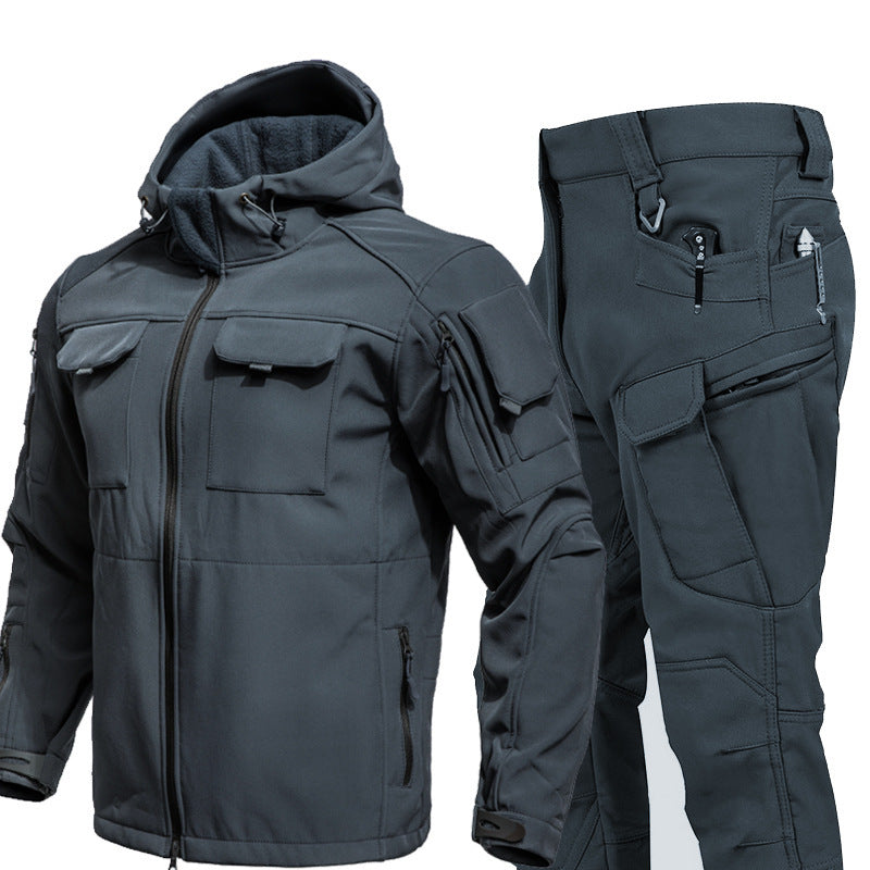 Autumn And Winter Fleece-lined Soft Shell Beetle Shell Jacket Suit - fizzle
