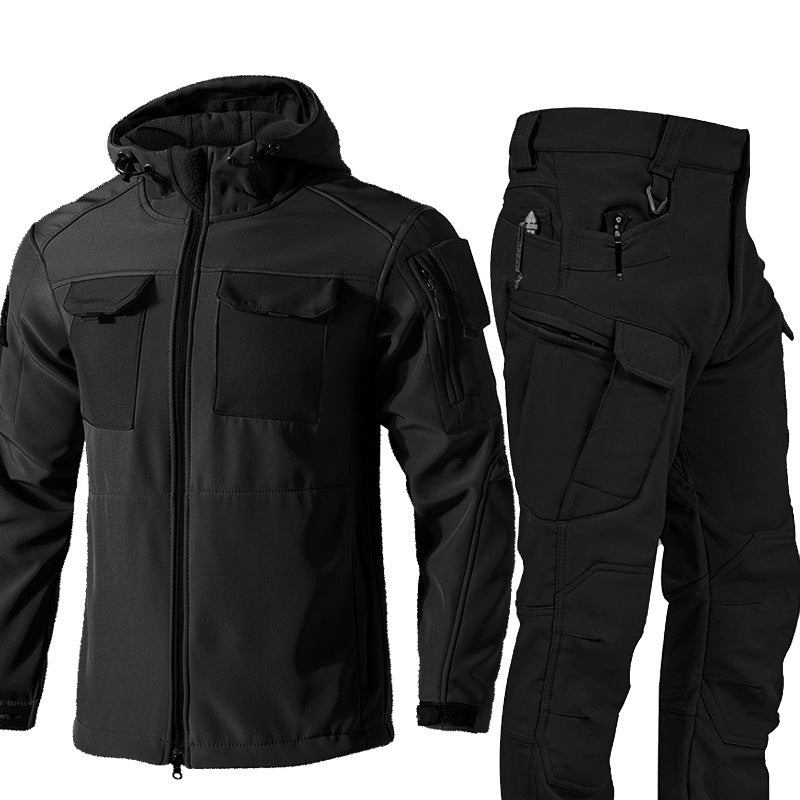 Autumn And Winter Fleece-lined Soft Shell Beetle Shell Jacket Suit - fizzle