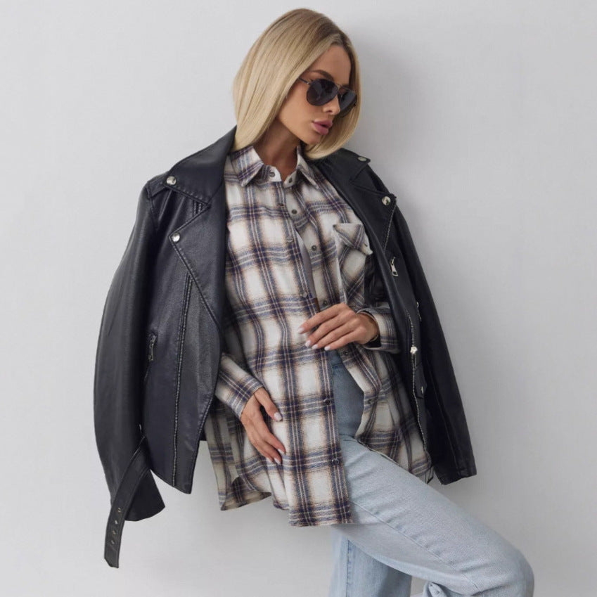 European And American Plaid Tup Cardigan - fizzle