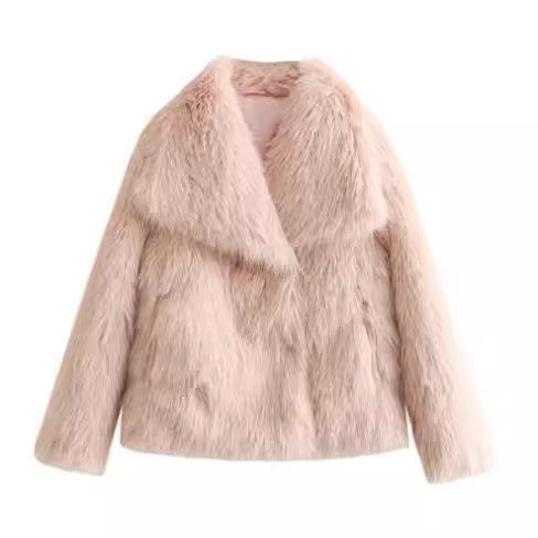 Winter Plush Coat Fizzle Fashion Thicken Lapel Outwear (Copy)