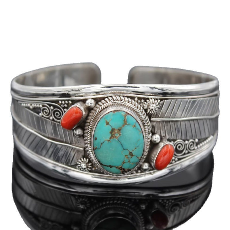 Fashion Jewelry Bohemian Style Turquoise Vintage Pattern Bracelet - fizzle