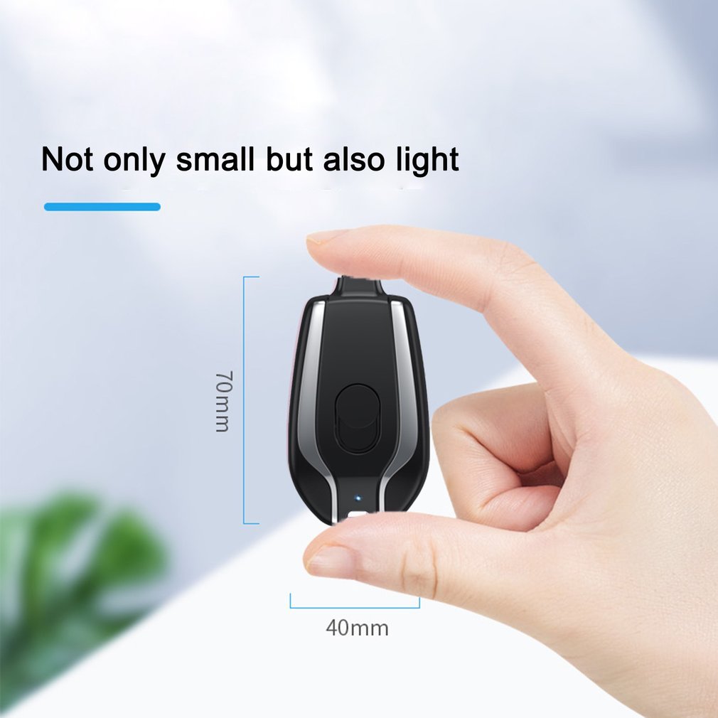 1500mAh Mini Power Emergency Pod Keychain Charger With Type-C Ultra-Compact Mini Battery Pack Fast Charging Backup Power Bank - fizzle