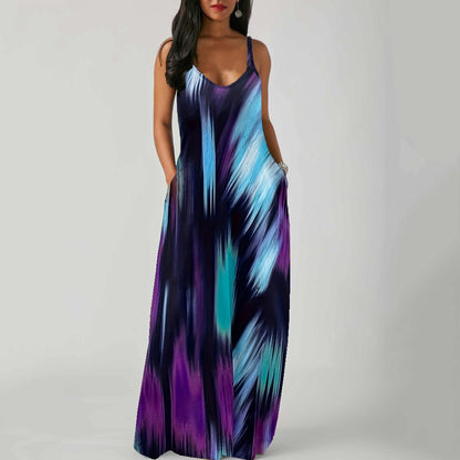 Strap-style Pocket-printed Dress