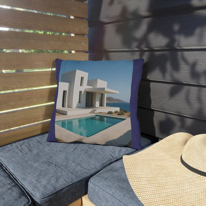 Modern Mediterranean Villa Pool Outdoor Pillow