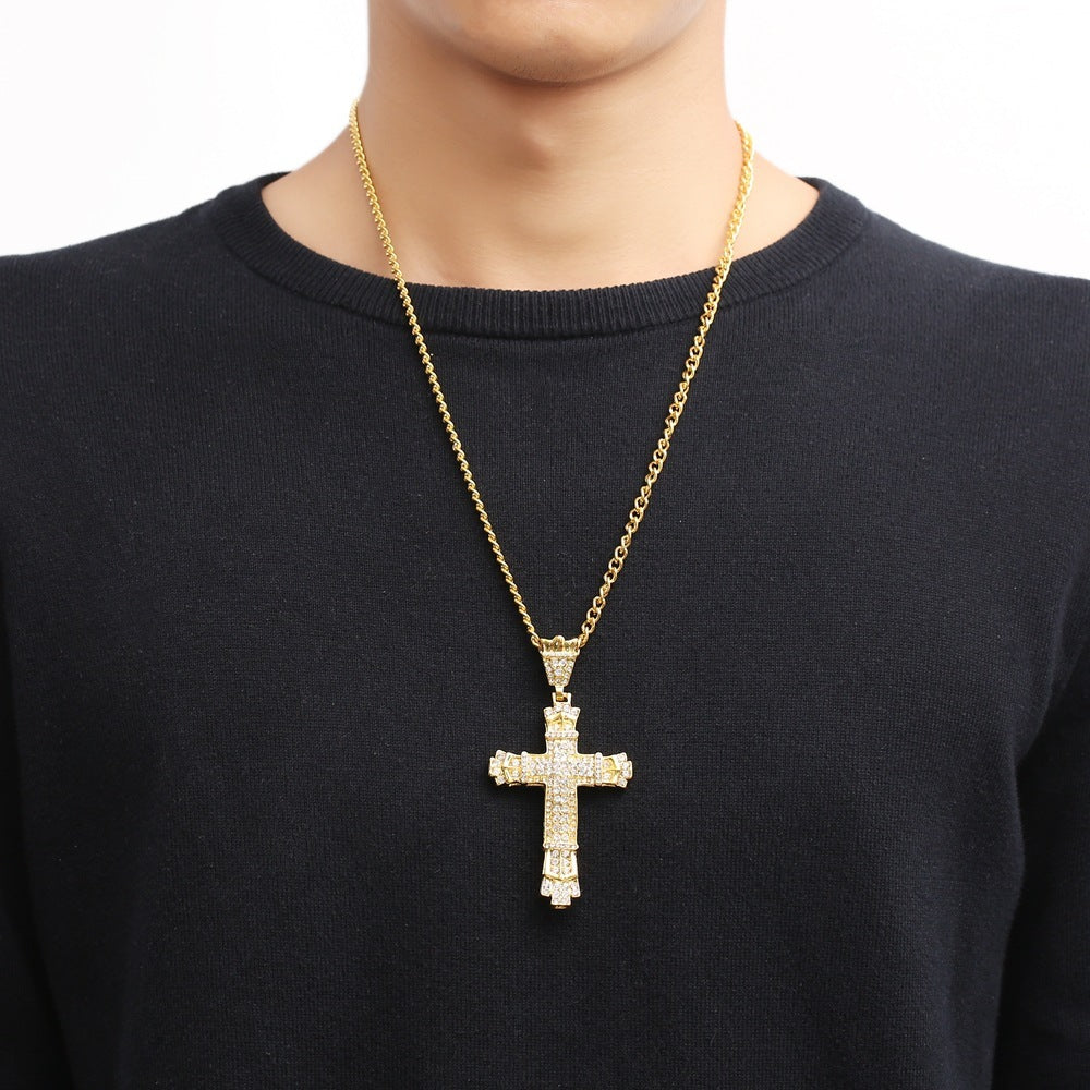 Iced Out Mens Cross Necklace - fizzle