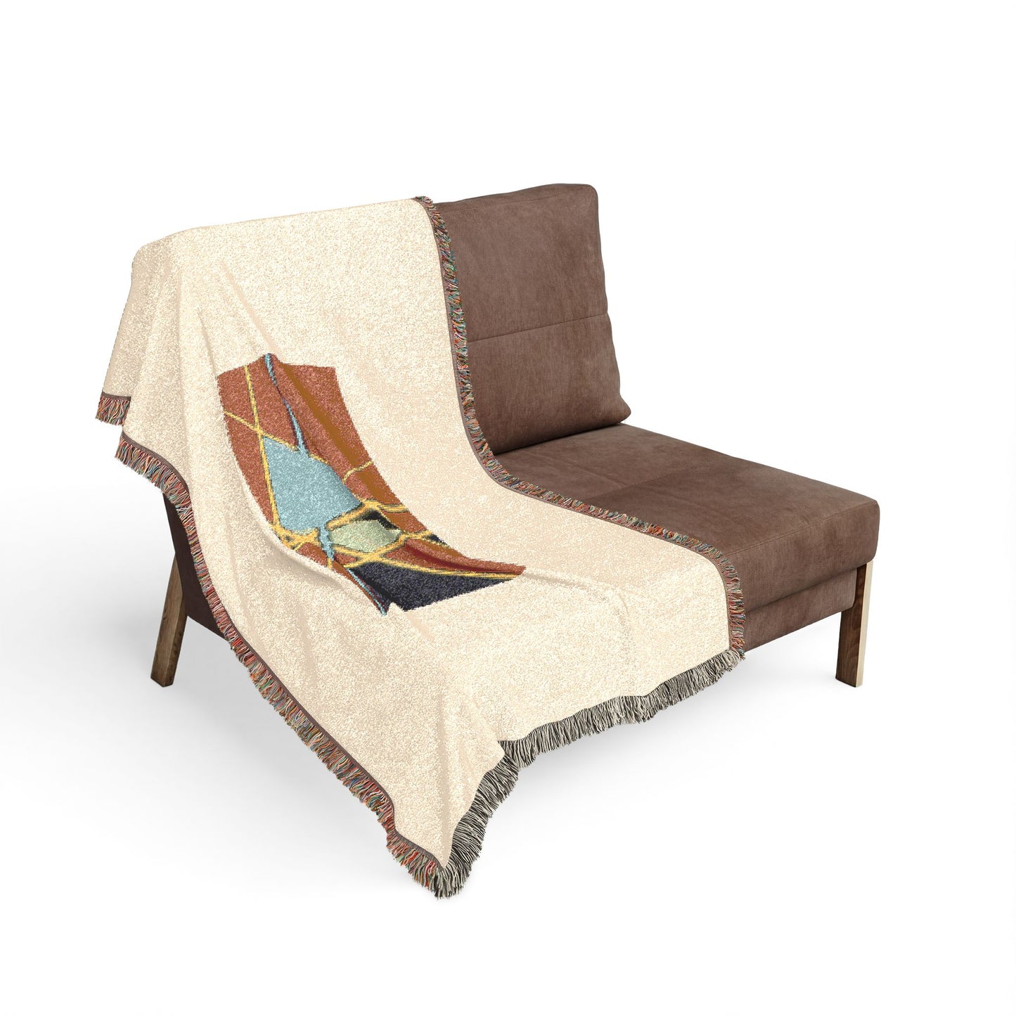 Geometric Abstract Woven Blanket — Modern Midcentury Throw