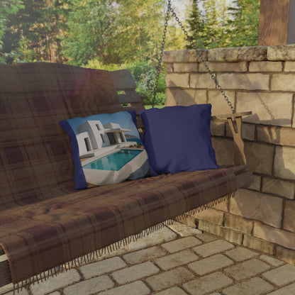Modern Mediterranean Villa Pool Outdoor Pillow
