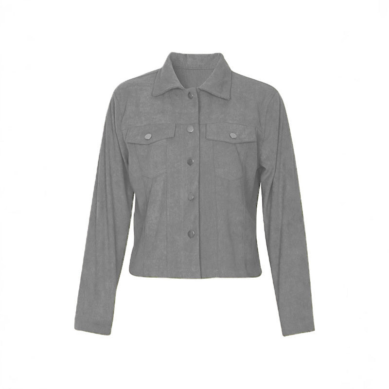 Women's Corduroy Long Sleeve Jacket - Casual Button-Up Coat With Flap Pockets, Fall & Spring Fashion Outerwear - fizzle