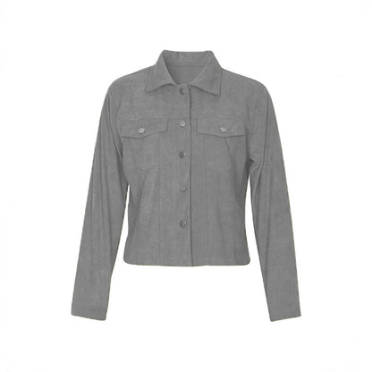Women's Corduroy Long Sleeve Jacket - Casual Button-Up Coat With Flap Pockets, Fall & Spring Fashion Outerwear - fizzle