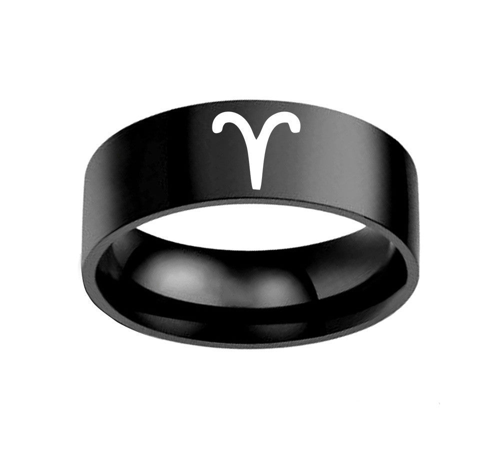Twelve Constellation Rings Stainless Steel Male And Female Ring Rings - fizzle