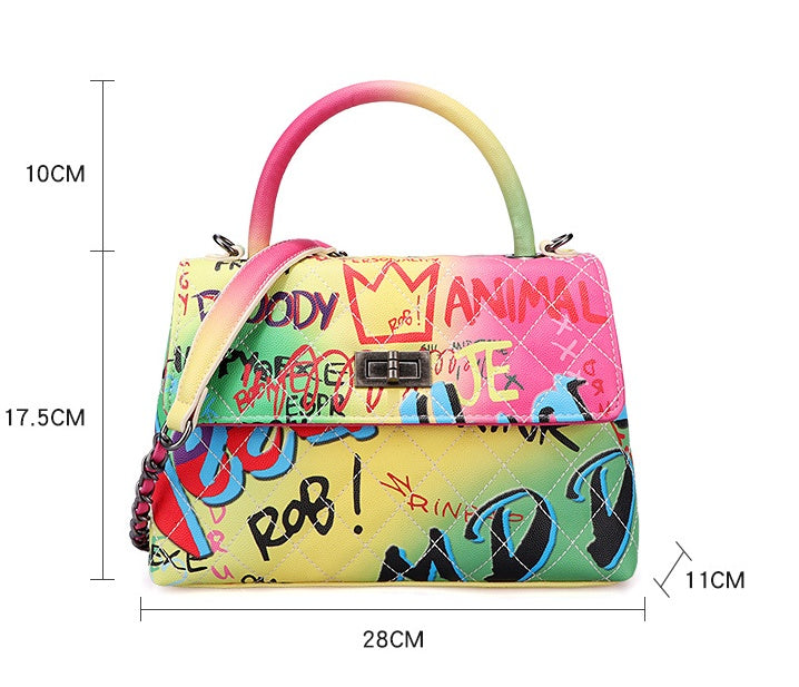 Ladies Painted Graffiti BagsColor Ladies Handbags - fizzle