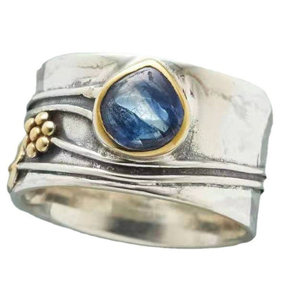 Aquamarine Ring  Water Drop Two-tone Alloy - fizzle