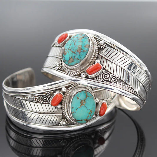 Fashion Jewelry Bohemian Style Turquoise Vintage Pattern Bracelet - fizzle