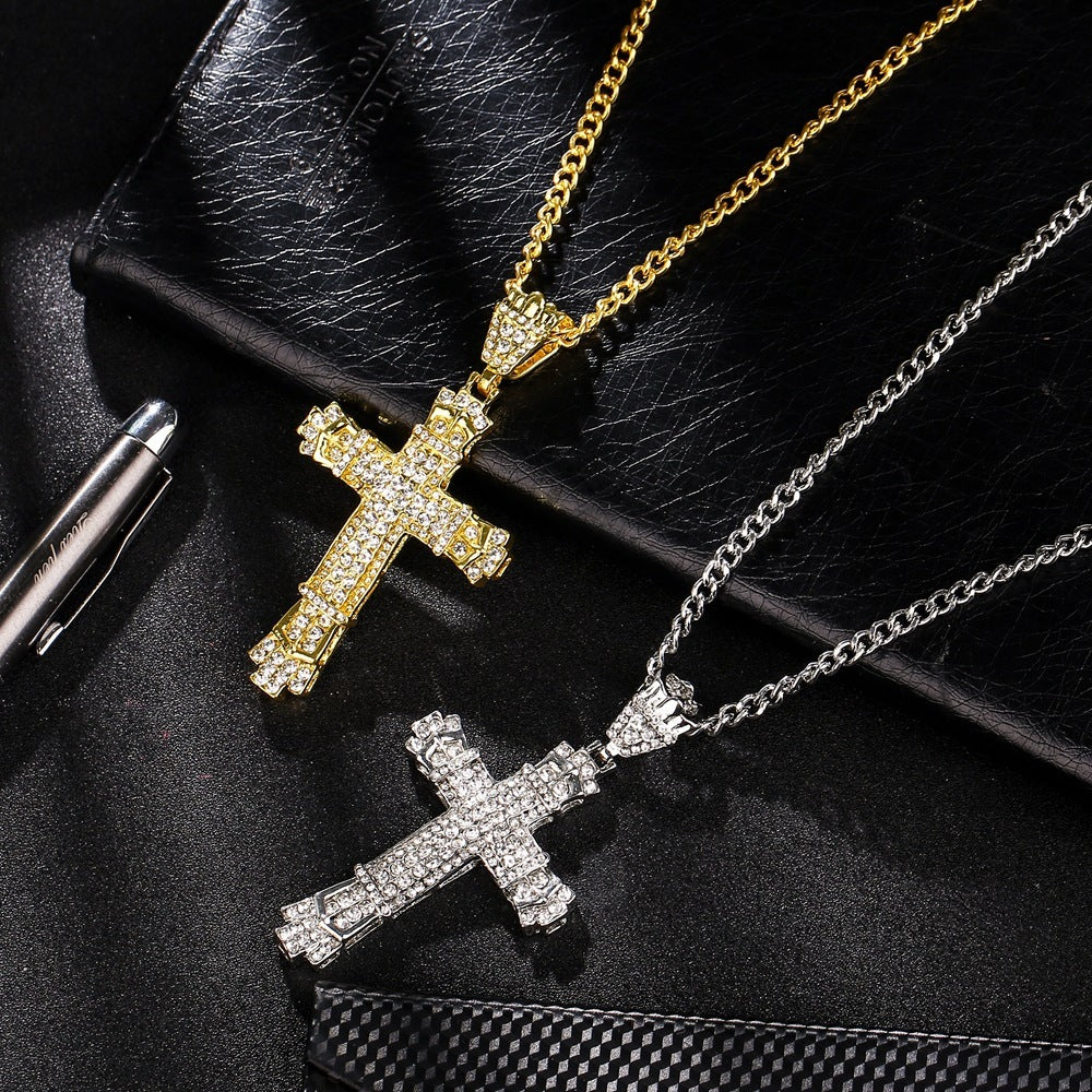 Iced Out Mens Cross Necklace - fizzle